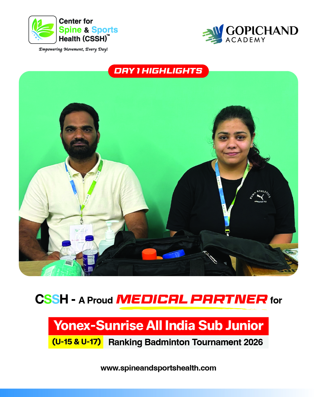 2 CSSH - A Proud Medical Partner for Yonex Sunrise - Sub Juniors Badminton Tournament