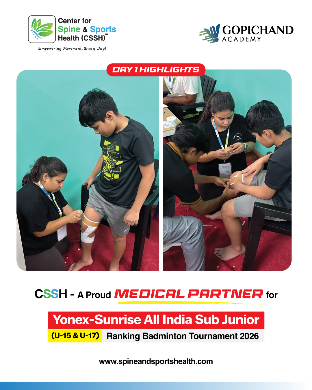 3 CSSH - A Proud Medical Partner for Yonex Sunrise - Sub Juniors Badminton Tournament